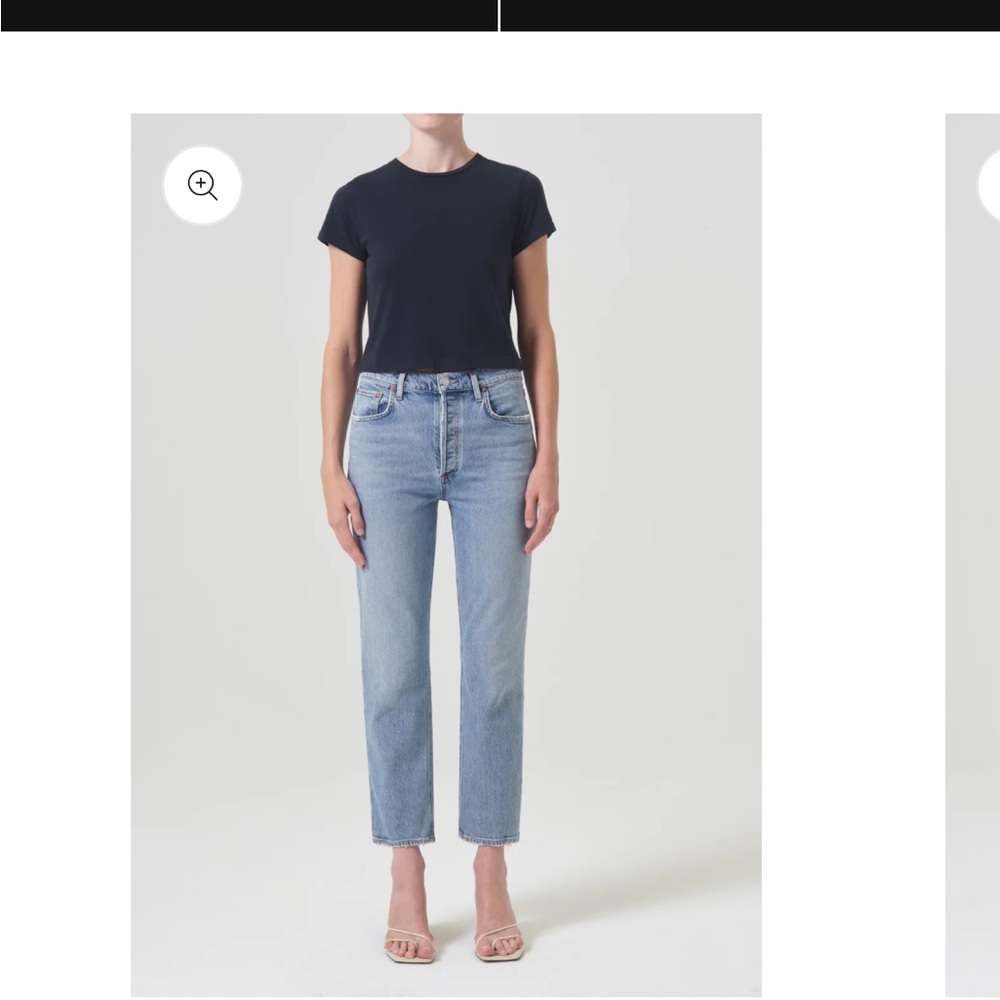 Agolde Riley high rise straight crop in light wash denim